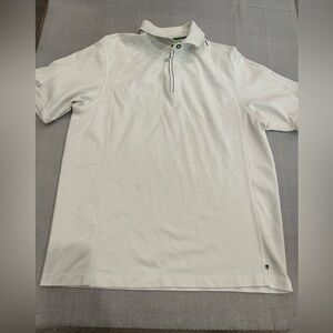 [L]Tommy Bahamas Men's White Polo Shirt 1/4 Zip